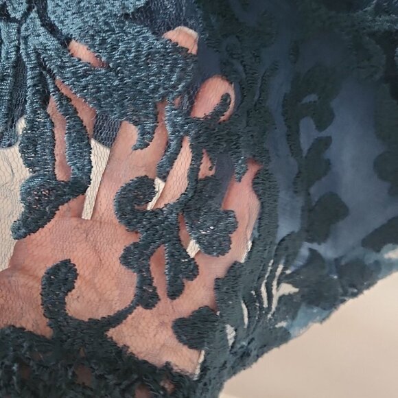 TADASHI SHOJI | Embroidered Lace Sheath Dress Teal green sz 14Q - Picture 7 of 7